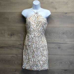 Lulus Beige and Ivory Fitted Bodycon Dress Women's Size Medium
